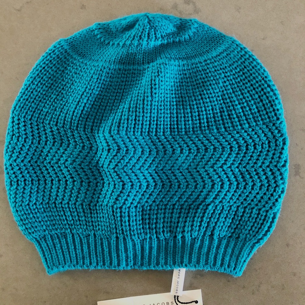 Marc Jacobs Acrylic Unisex Beanie Hat Blue New